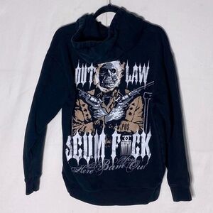 Sikspak Outlaw Scum F@CK Here To Bum You Out Graphic Hoodie M